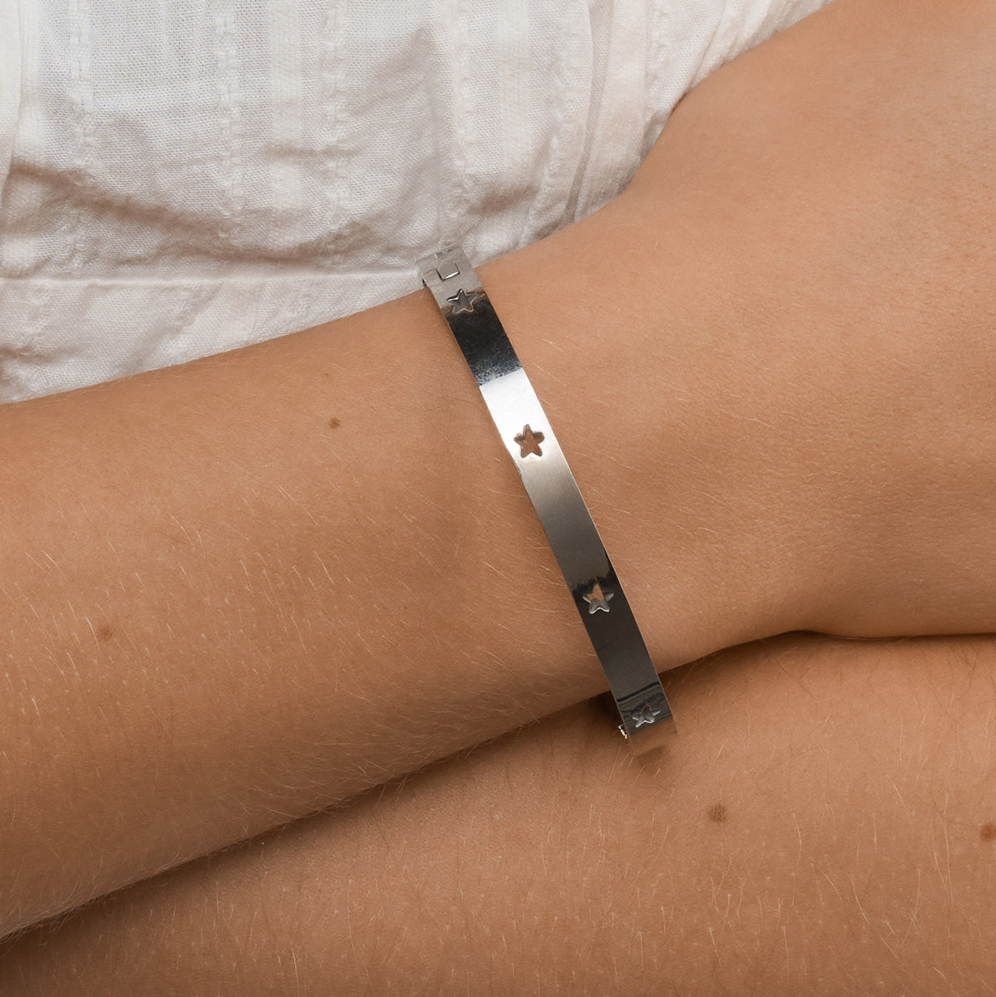 Leia - Star Bangle Bracelet Stainless Steel - Silver