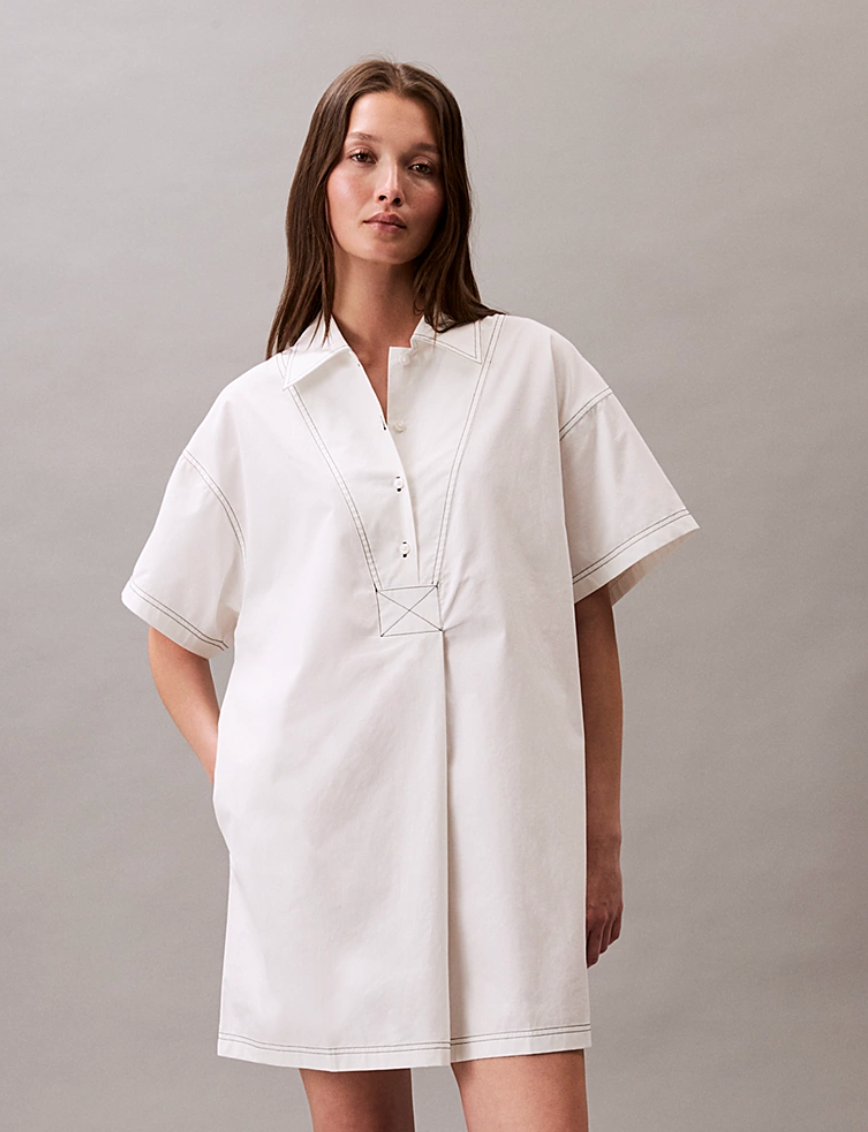 Cotton Twill Mini Shirtdress