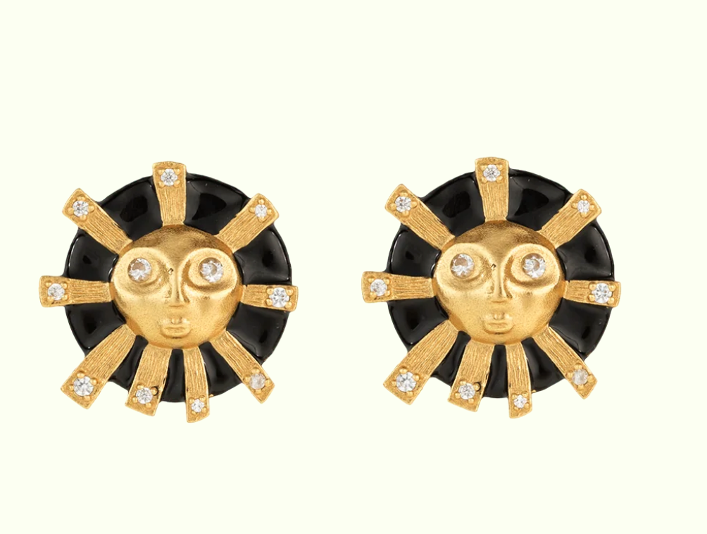 EOS' EARRINGS BLACK ENAMEL GILDED