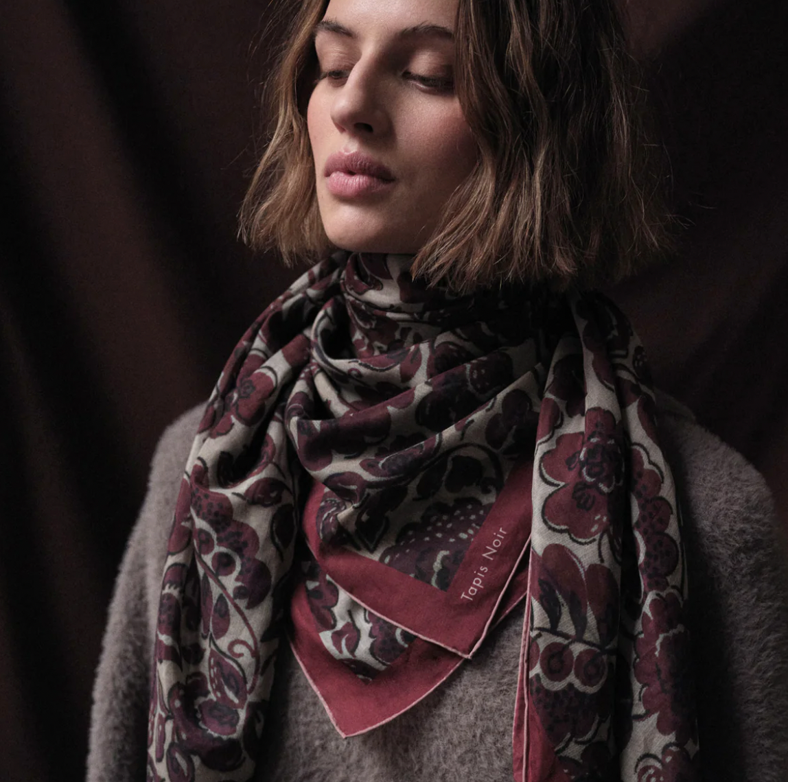 Large Light Red Flower Scarf