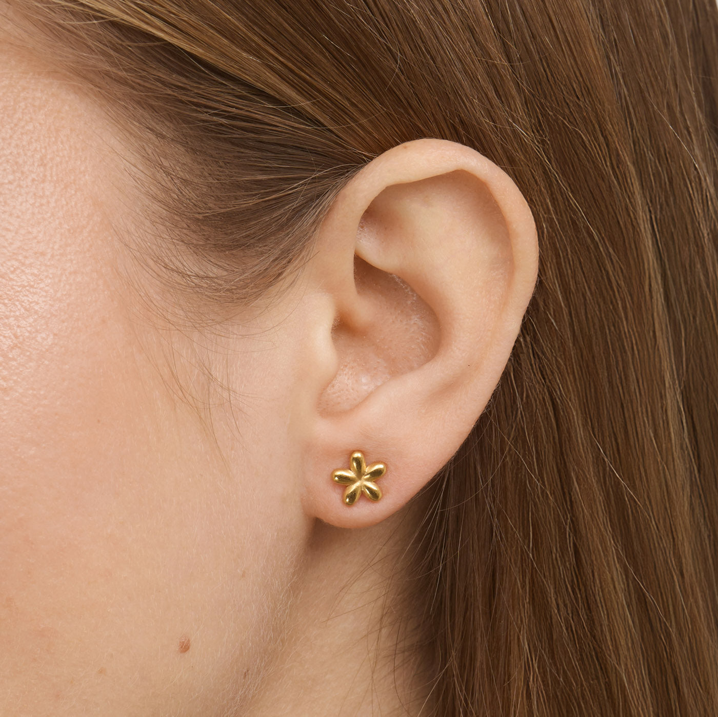 Lupine - Flower Stud Earrings - Gold