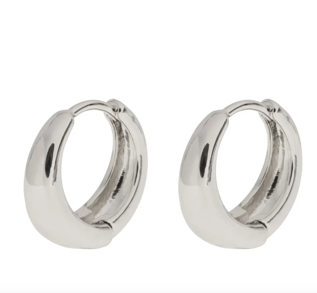 Faye - Classic Wide Hoop Earrings - Silver