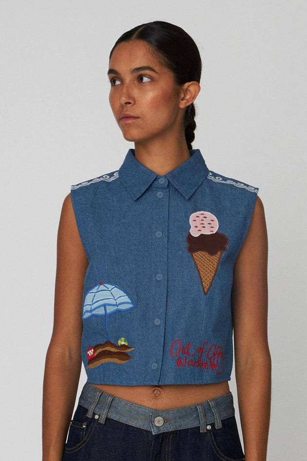 Out Of Office Embroidered Top