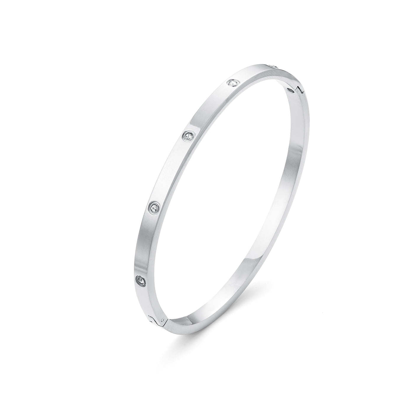 Fiona - Crystal Bangle Bracelet Stainless Steel - Silver