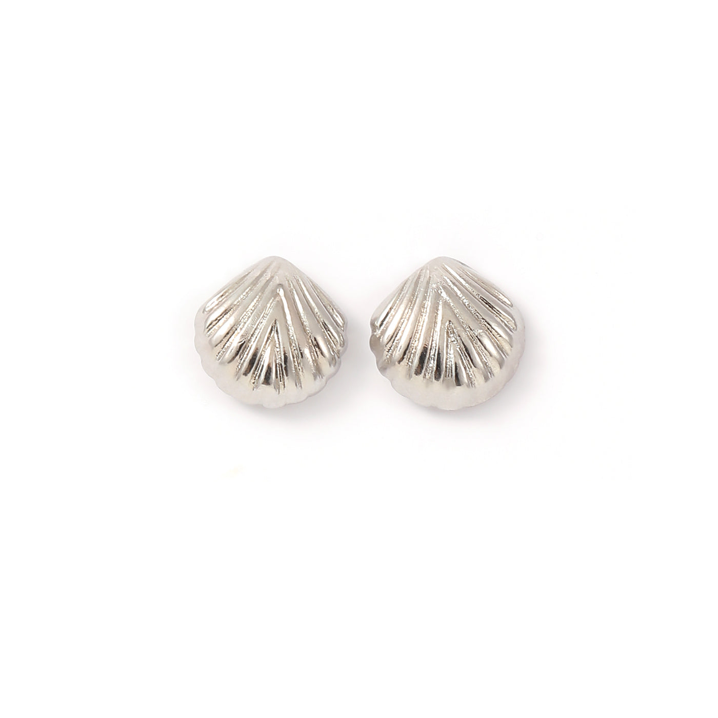 Ane - Seashell Stud Earrings Stainless Steel - Silver
