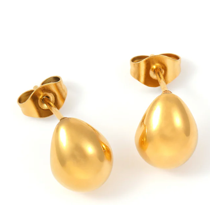 May -  Classic Drop Earrings Stainless Steel - Gold