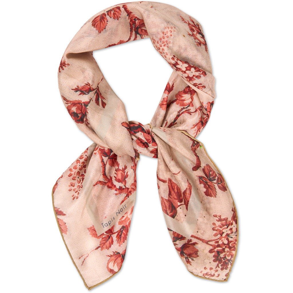 Light Red Flower Toile Scarf