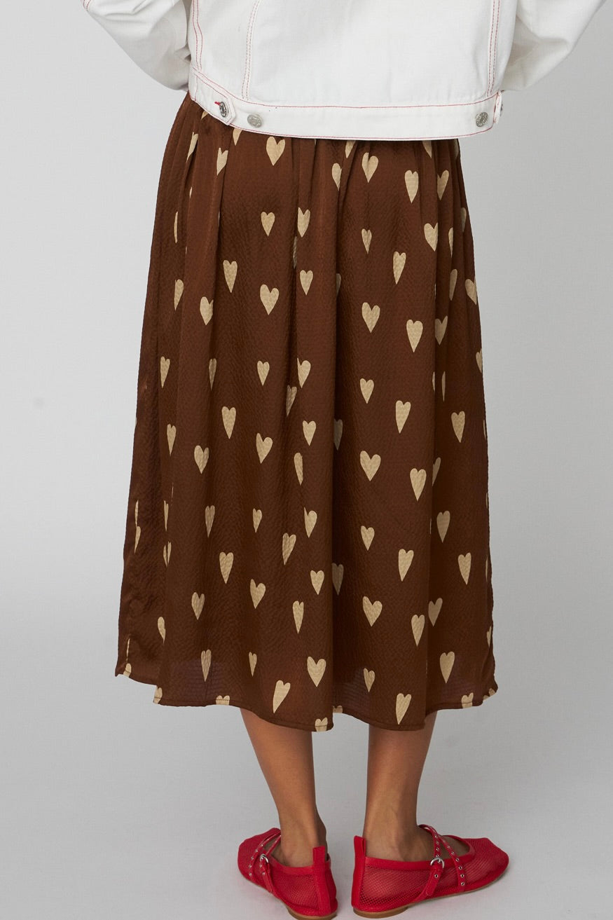 Heart Printed Silk Skirt