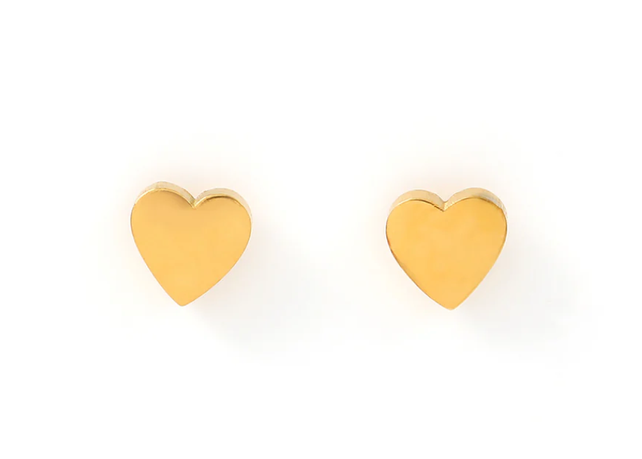 Stina - Small Heart Stud Earrings Stainless Steel - Gold