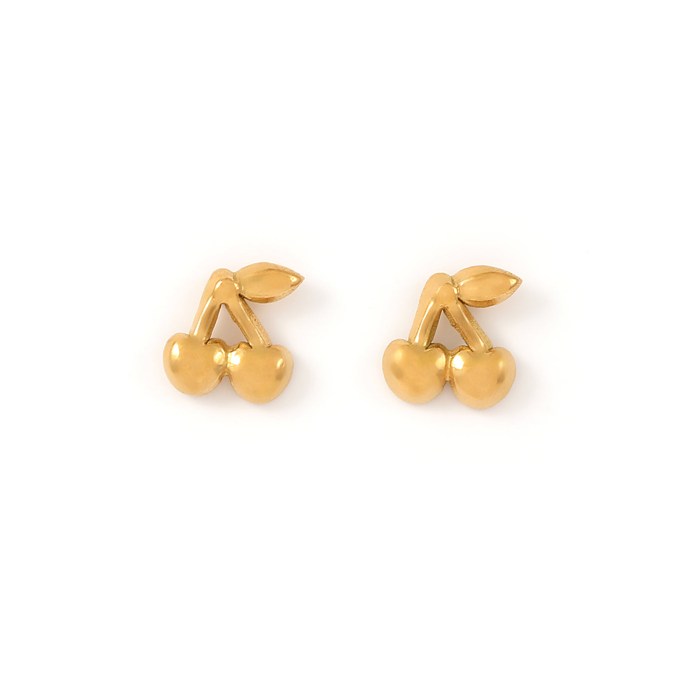Amour - Cherry Stud Earrings - Gold