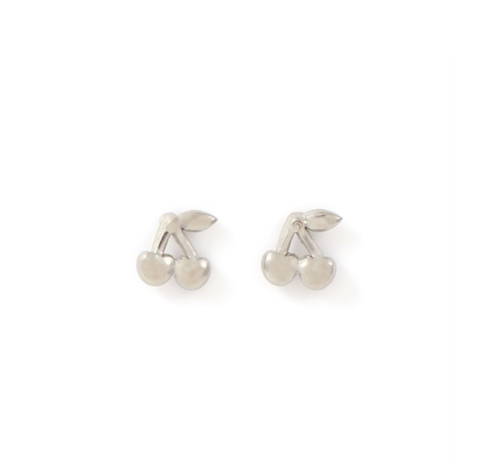 Amour - Cherry Stud Earrings - Silver
