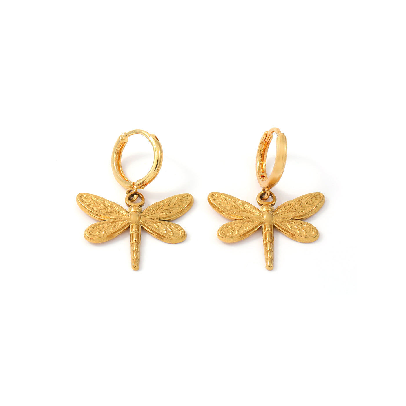 Dragonfly Small Hoop Earrings Gold