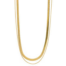 Ivy - Double Snake Chain Necklace  Stainless Steel - Gold