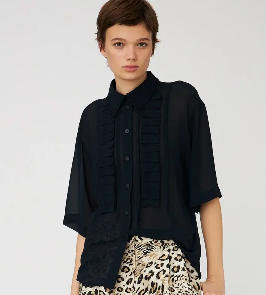 Sheer Shirt with Frill