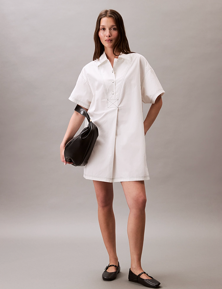 Cotton Twill Mini Shirtdress