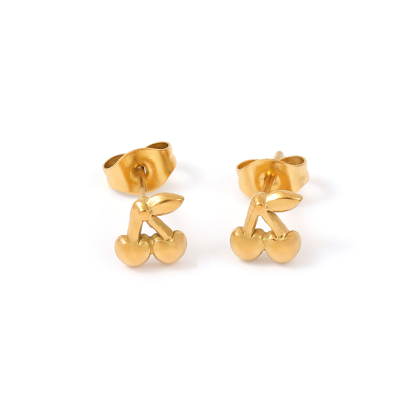 Amour - Cherry Stud Earrings - Gold