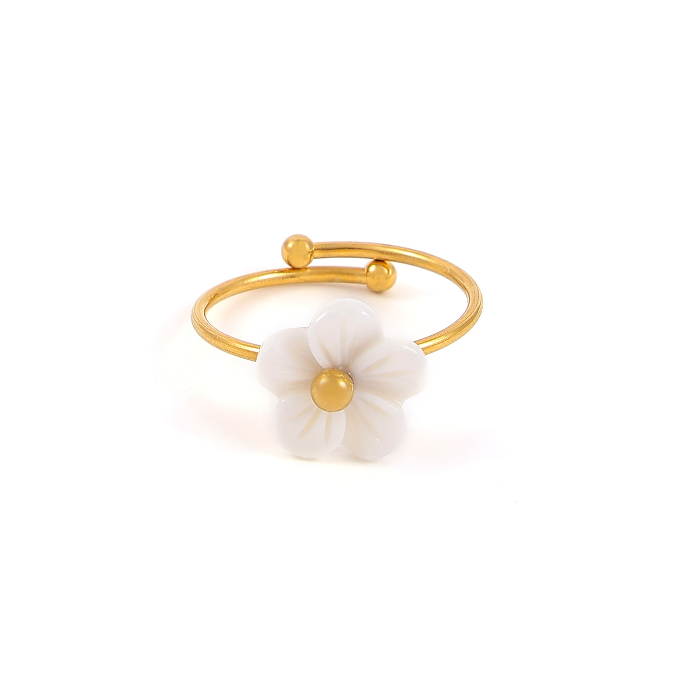 Ellen - White Flower Ring Adjustable