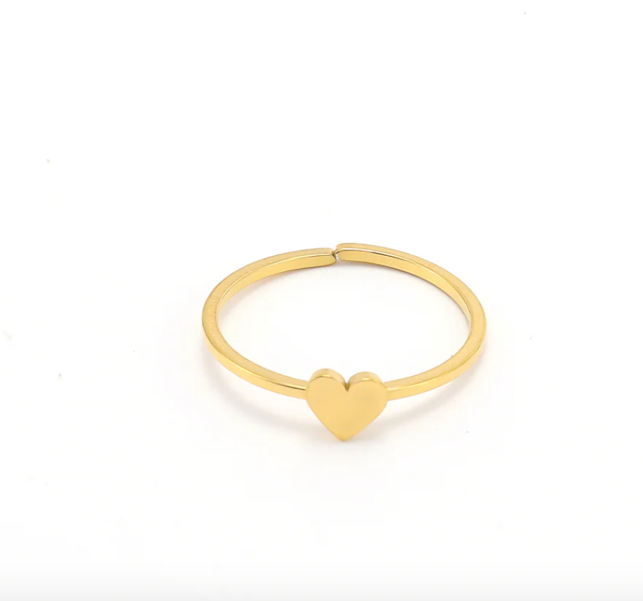 Stina - Dainty Heart Adjustble Ring Stainless Stee -