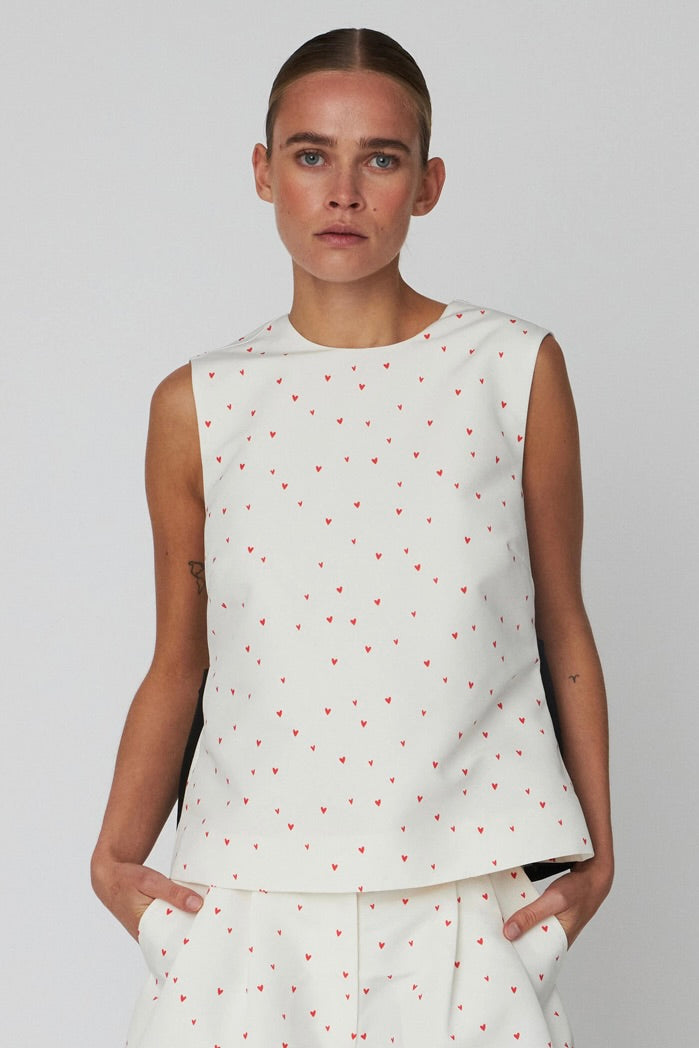 Heart Printed Bow Top