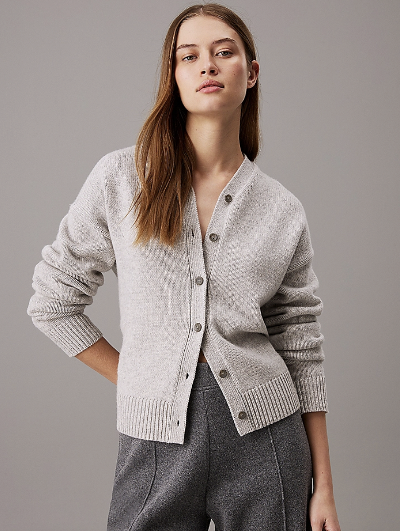 Cashmere Blend High V-neck Cardi