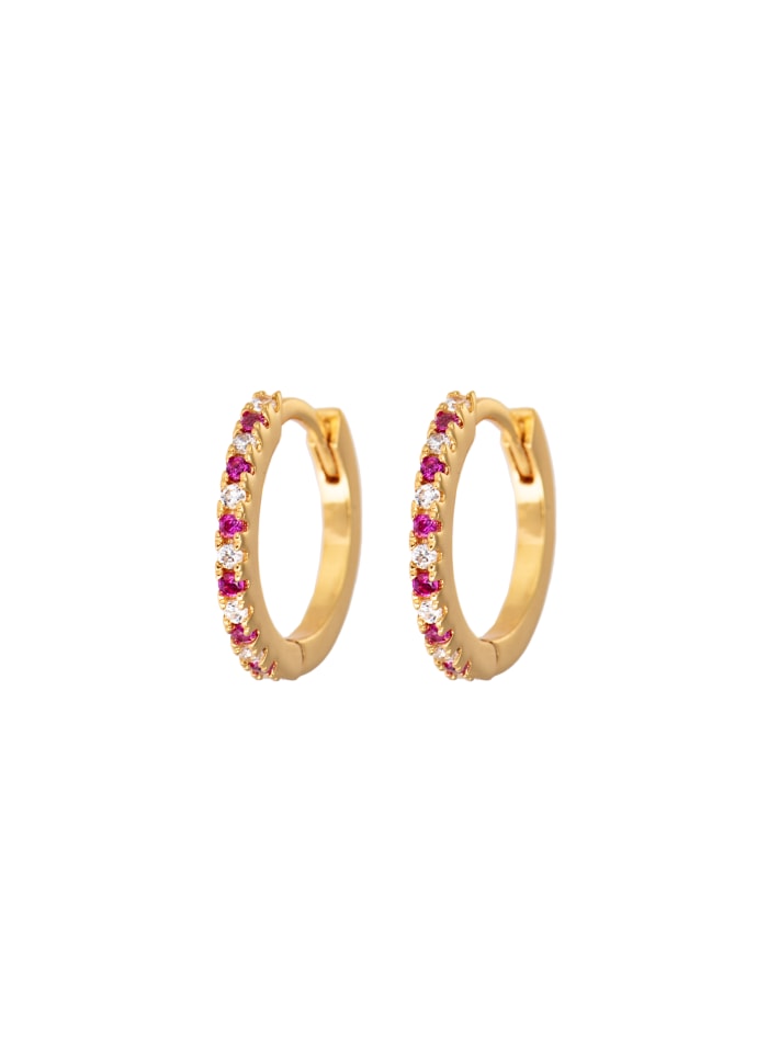 Medium Hoops Cerise & White