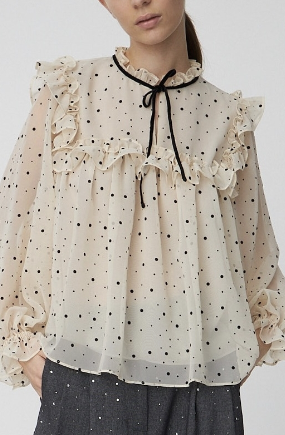 Flock Printed Flounce Blouse