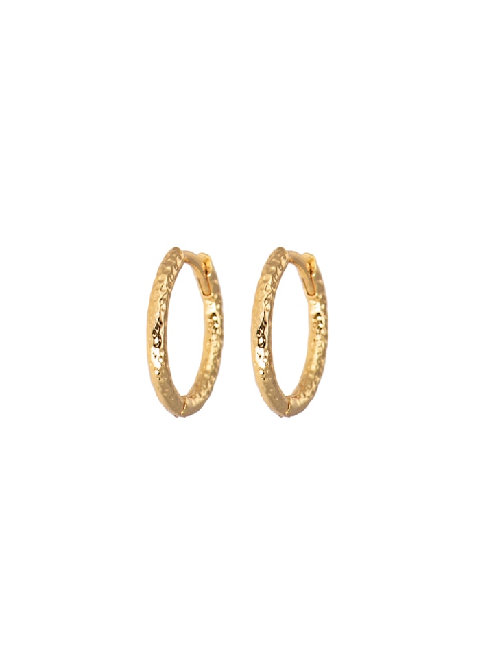 Medium Hammered Gold Hoops