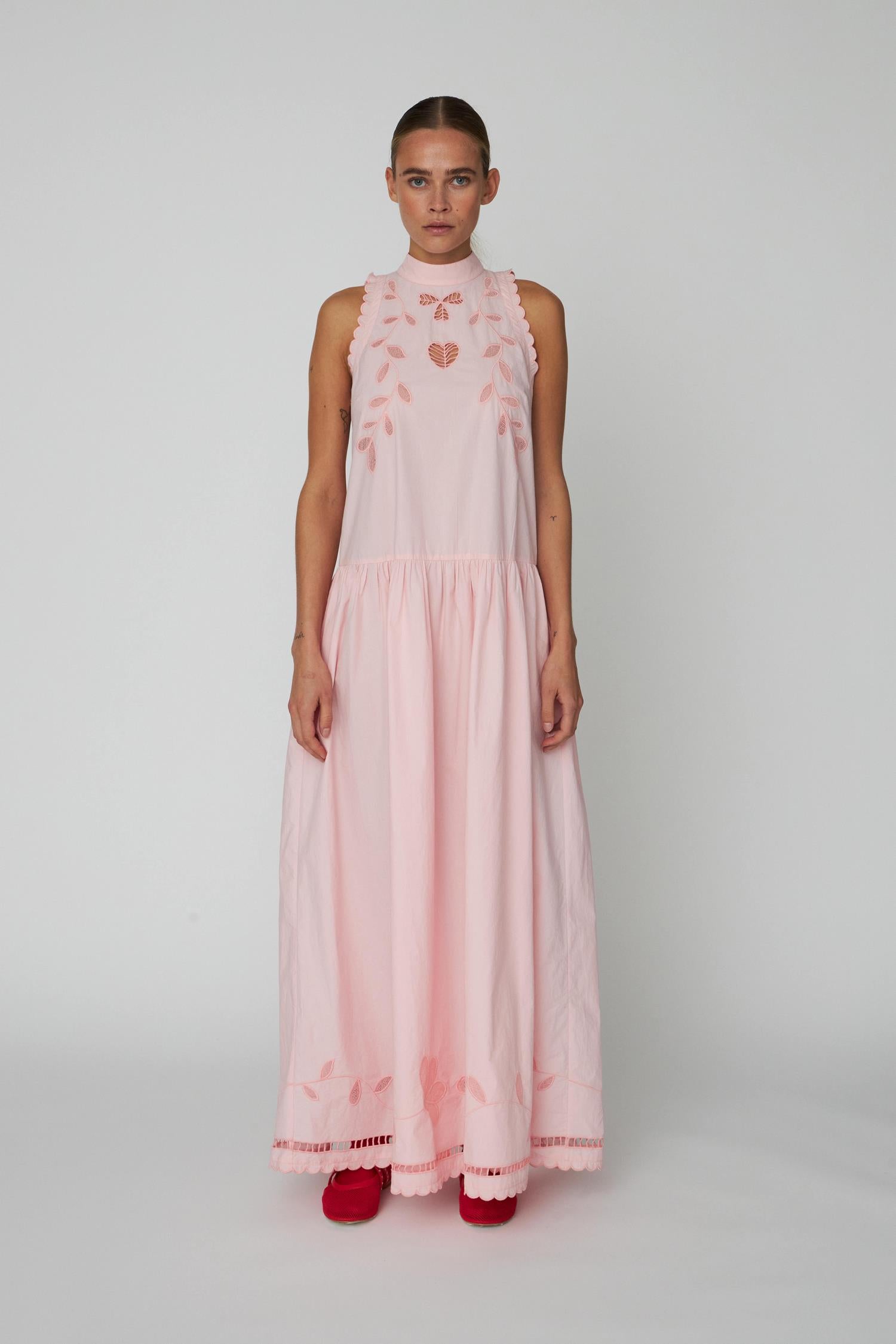 Embroidery Anglaise Sleeveless Maxi Dress