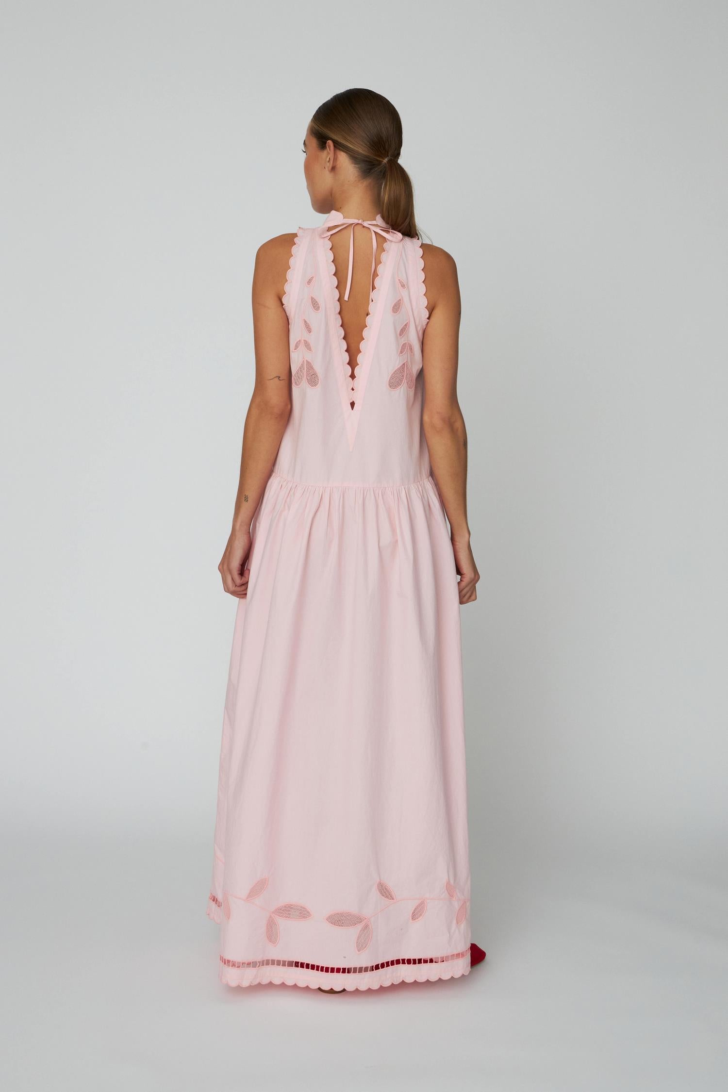 Embroidery Anglaise Sleeveless Maxi Dress
