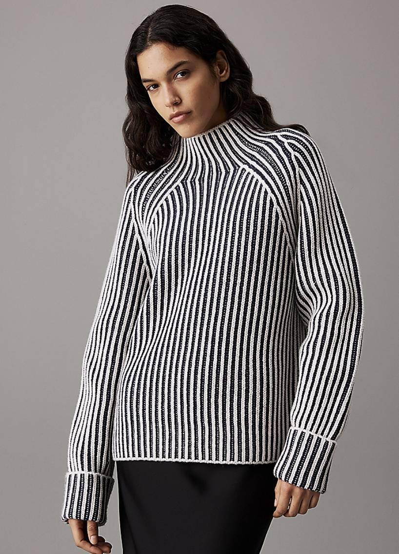 Rec Wool Two Tone Stripe Sweater