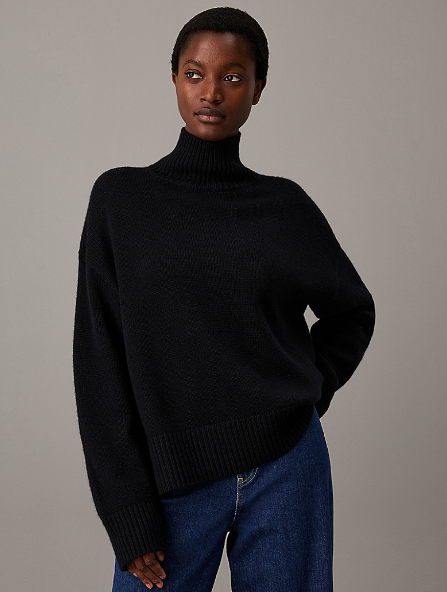 CASHMERE BLEND HIGH-NECK SWEATER