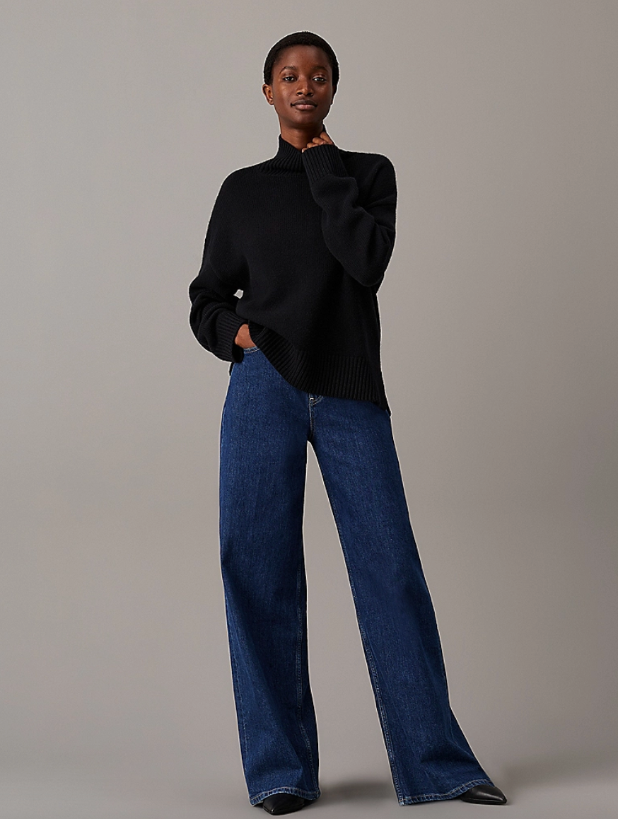 CASHMERE BLEND HIGH-NECK SWEATER