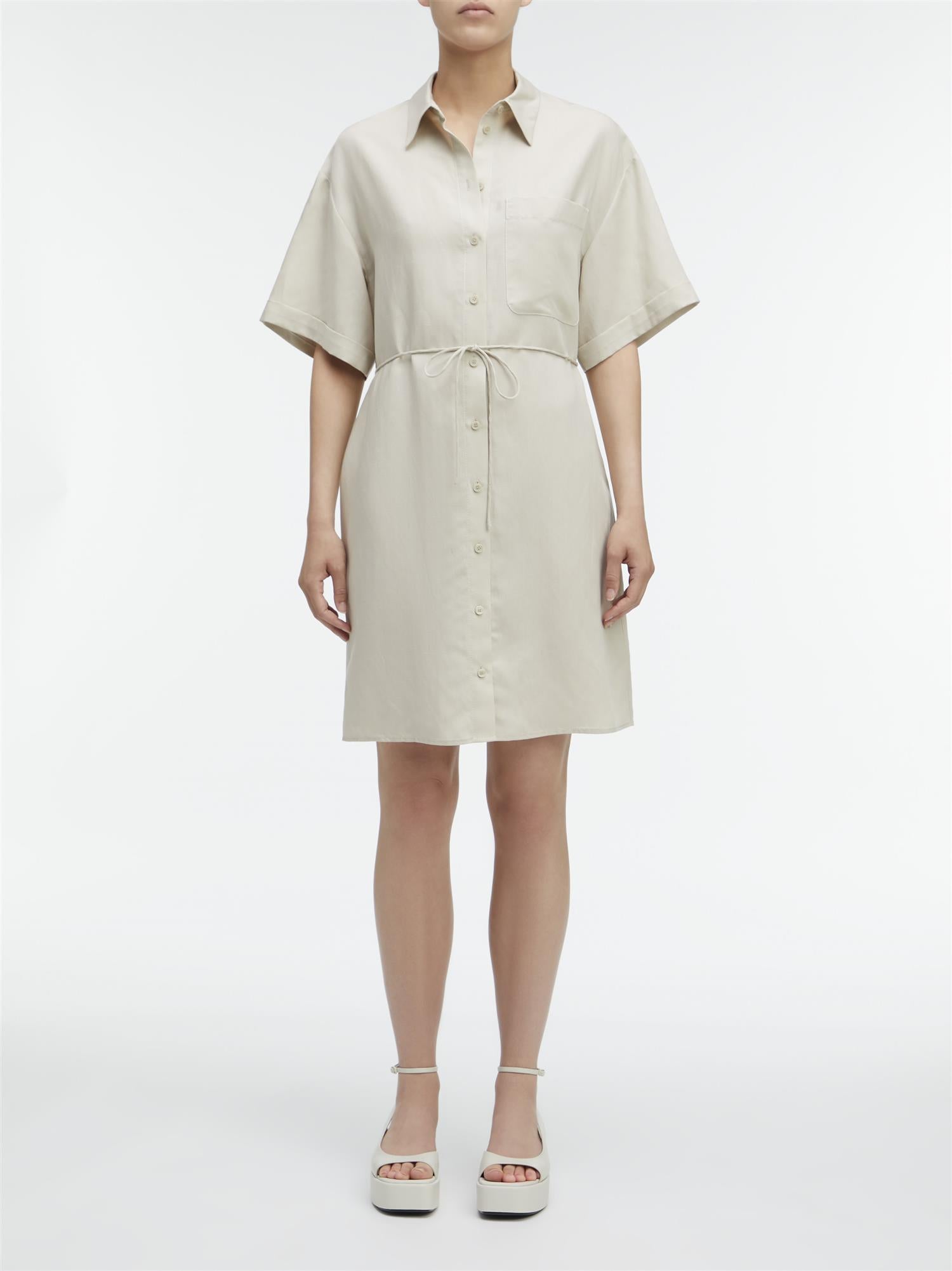 Linen Blend Relaxed Shirt Dress